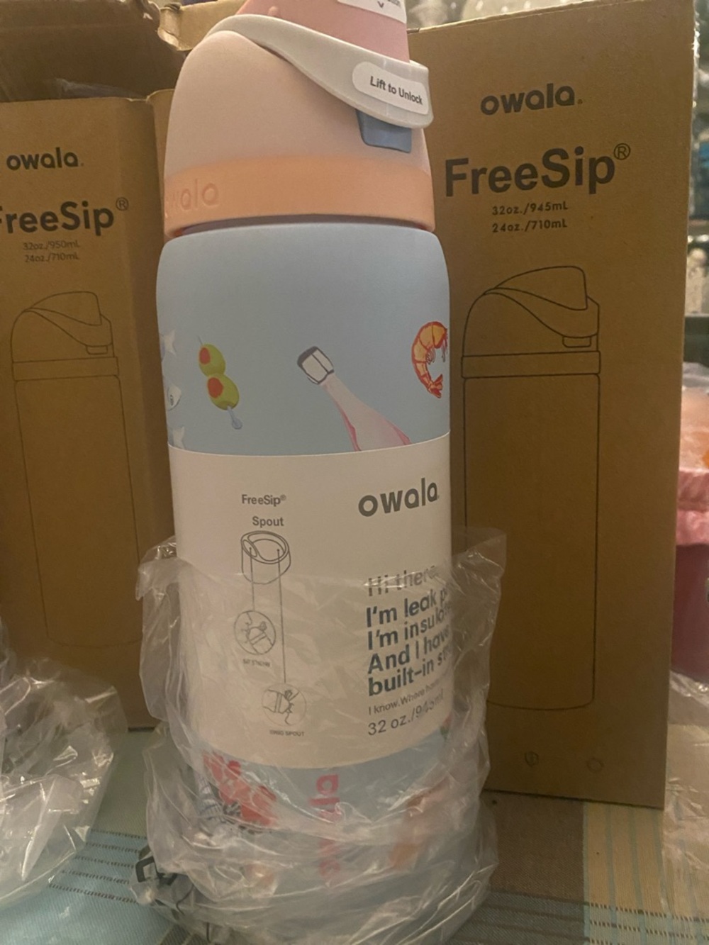FreeSip Pink & Light Blue Insulated Drink Bottle